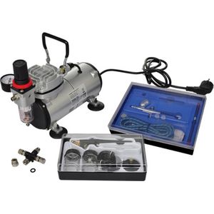 Airbrush-compressorset met 2 pistolen