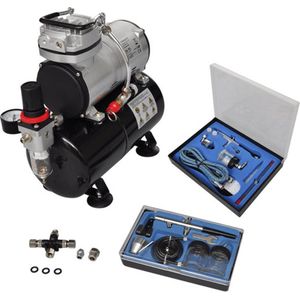 Airbrush Compressorset met 2 pistolen