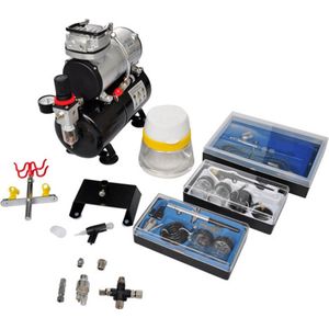 VidaXL Airbrush compressorset met 3 pistolen