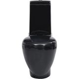 vidaXL Keramik-Toilette Abgang Horizontal Schwarz
