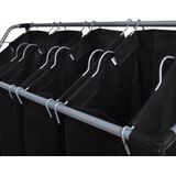 Wasmand - Zwart - Staal en Kunststof - 4 Sorteerzakken