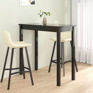 vidaXL Bartafel - Zwart - MDF - Massief Houten Poten