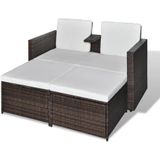 VidaXL 4-delige Loungeset met Kussens Poly Rattan Bruin