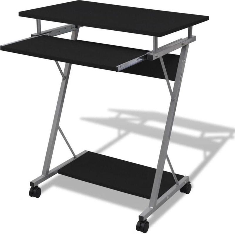 vidaXL - Studenten Computerbureau - Zwart - Spaanplaat en Stalen Frame