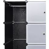 vidaXL Modularer Schrank mit 18 Fächern schwarz/weiß 37x146x180,5cm