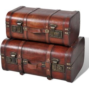 vidaXL Dekokoffer aus Holz 2 Stk. Retro-Stil Braun