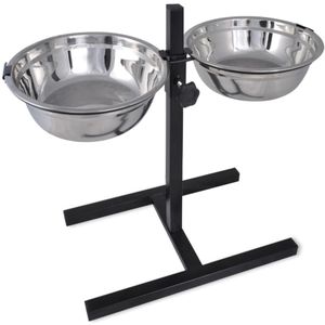 Haba - Dubbele Voederbak - Zwart - RVS - 2 Stuks