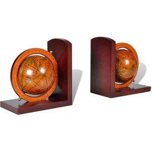 vidaXL - Boekensteunen - Globe - MDF - Set van 2