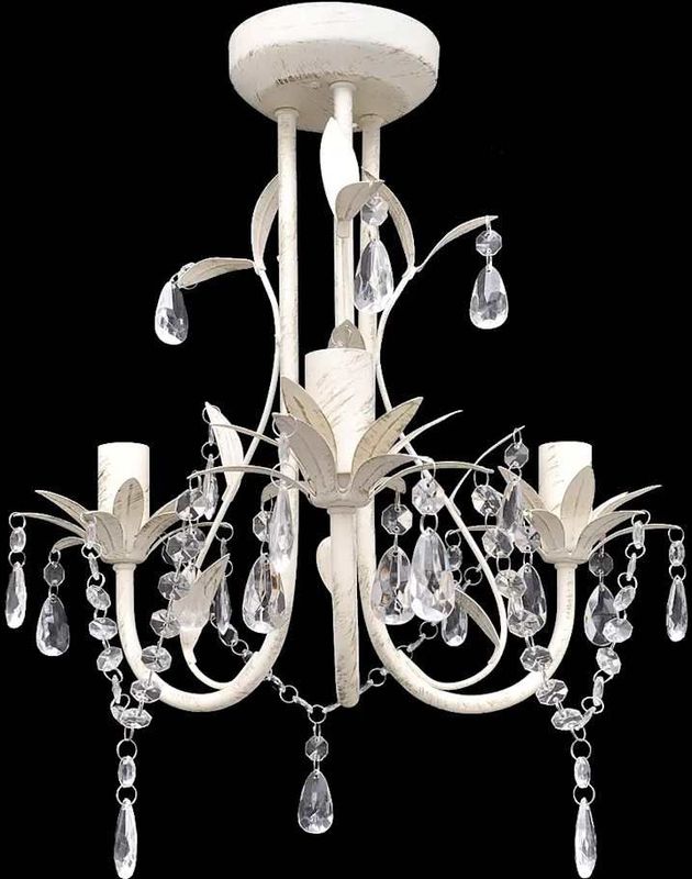vidaXL - Kristallen - kroonluchter - met - wit - elegant - design - (3 - lampen)