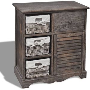 vidaXL Kast - Bruin - Hout - Inclusief 3 Weefmanden