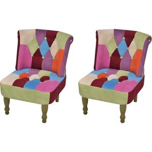 vidaXL Franse stoelen 2 st met patchwork ontwerp stof