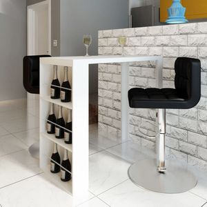 vidaXL - Bartafel - met - wijnrek - MDF - hoogglans - wit