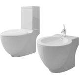 vidaXL Staand toilet en bidet set (wit)