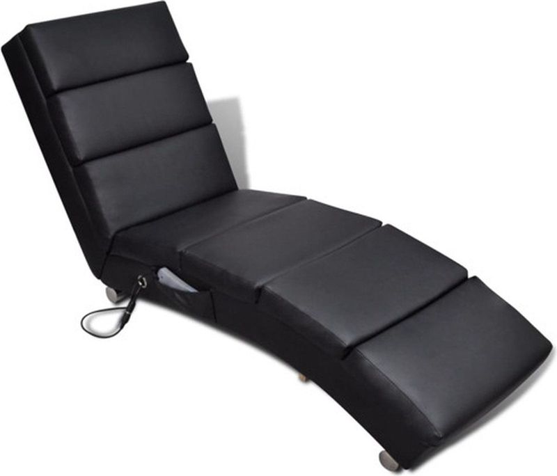vidaXL Massage-Chaiselongue Schwarz Kunstleder
