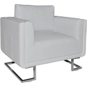 vidaXL - Fauteuil - Wit - Kunstleer - Verchroomde Poten