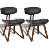 VidaXL Eetkamerstoelen 2 st Gebogen Hout & Kunstleer