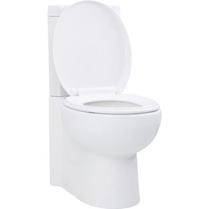 vidaXL Toilet Hoekmodel - Keramisch - Wit - Soft-Close Mechanisme
