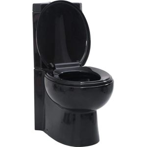 vidaXL Toilet Hoekmodel - Keramisch - Zwart - Met Soft-Close Mechanisme