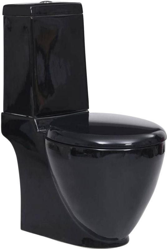 vidaXL - Toilet - rond - afvoer - onder - keramiek - zwart