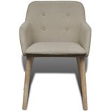 VidaXL Eetkamerstoelen 2 st. Stof & Massief Eikenhout Beige