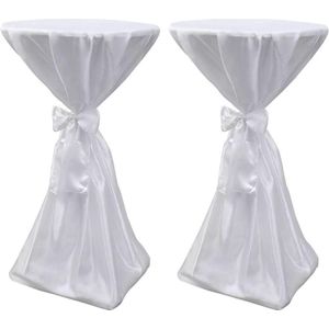 vidaXL - Statafelhoes - met - strik - 80cm - Wit - (2 - stuks)