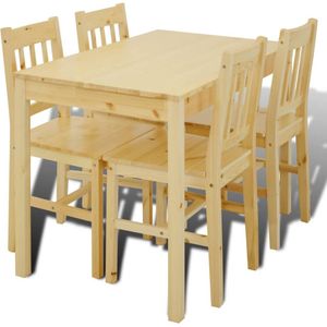 VidaXL Eettafel Set met 4 Stoelen - Hout Naturel