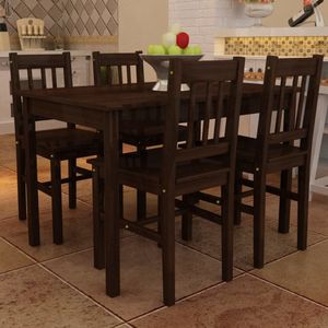 vidaXL Esstisch Holztisch mit 4 Holzstühlen Esszimmerset braun
