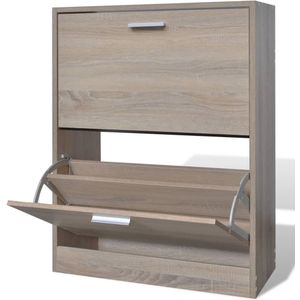 vidaXL - Schoenenkast - met - 2 - vakken - eiken-look - hout