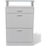 Vidaxl - Schuhschrank mit Schubfach und oberem Glasregal Holz Weiß