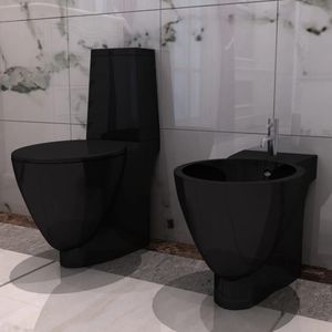 Vidaxl - Keramik-WC & Bidet-Set Schwarz