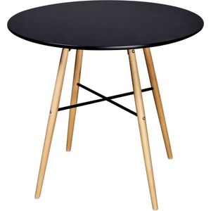 VidaXL Eettafel Rond MDF Zwart