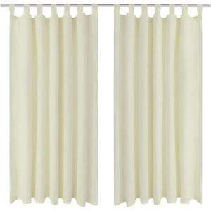 Gordijnen - Crème - Polyester - Set van 2 met Gordijnkoorden