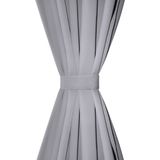 Gordijnen - Grijs - Polyester - 2 Stuks Met Ringen