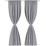 vidaXL Gordijnen - Grijs - Polyester - 2 Stuks - Met Gleuven