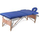 vidaXL - Inklapbare - massagetafel - 2 - zones - met - houten - frame - (blauw)