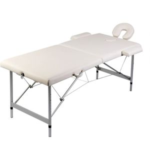 vidaXL - Massagetafel - Crèmewit - Aluminium - Inklapbaar