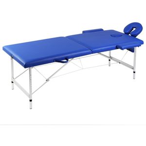 vidaXL Massagetafel - Blauw - Aluminium Frame - Inklapbaar