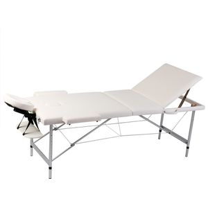 Inklapbare Massagetafel - Creme - Aluminium Frame - 3 Zones