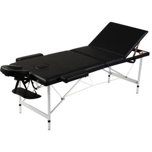 Inklapbare Massage Tafel - Zwart - Aluminium Frame - Verstelbaar