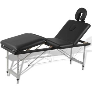 vidaXL Massagetafel - Zwart - Aluminium - Inklapbaar en Verstelbaar