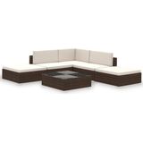 VidaXL Loungeset 6-delig met Kussens - Poly Rattan Bruin