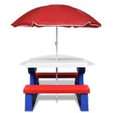 VidaXL Kinderpicknicktafel met Banken en Parasol Meerkleurig