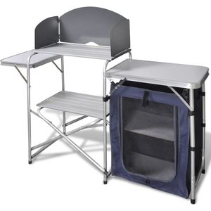 vidaXL - Campingkeuken - inklapbaar - met - windscherm - aluminium