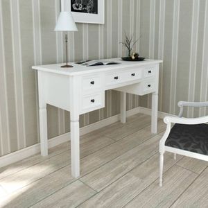 Bureau Versailles hout met 5 lades wit