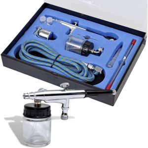 Airbrush set met glazen beker 0,2 / 0,3 / 0,5 mm mondstukken