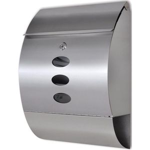 Brievenbus - Roestvrij Staal - Modern Ontwerp - Met Slot en Krantenrol