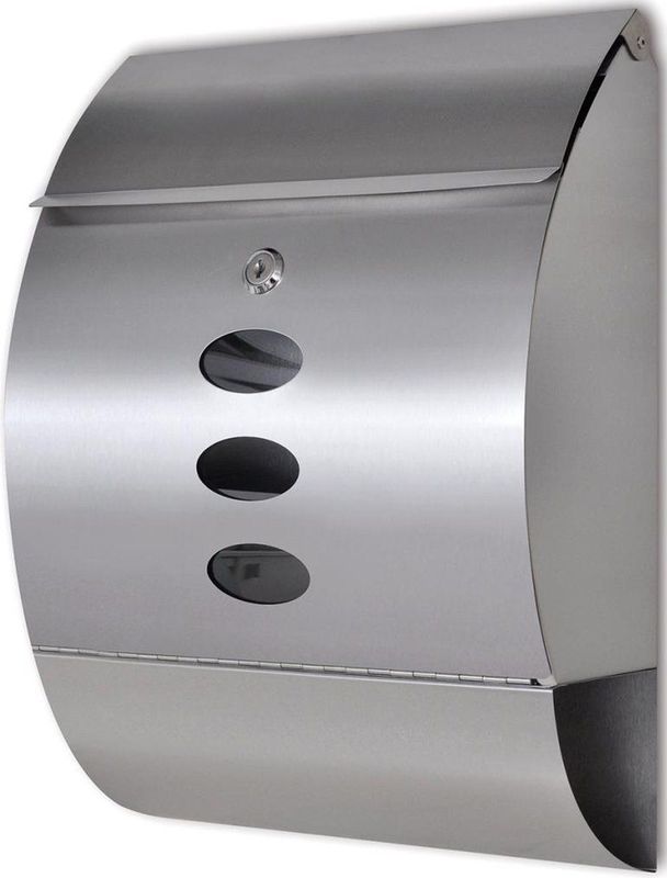 Brievenbus - Roestvrij Staal - Modern Ontwerp - Met Slot en Krantenrol