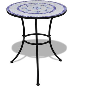 vidaXL Bistrotafel 60 cm mozaïek blauw en wit