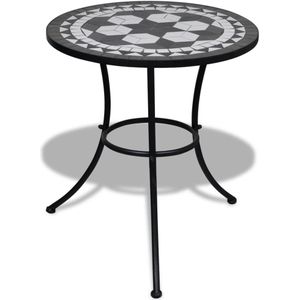 vidaXL - Bistrotafel - Mozaïek - Zwart en Wit - Gepoederd Ijzer en Keramiek