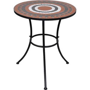 vidaXL - Bistrotafel - Terracottakleurig en Wit - Gepoederd Ijzer en Keramisch